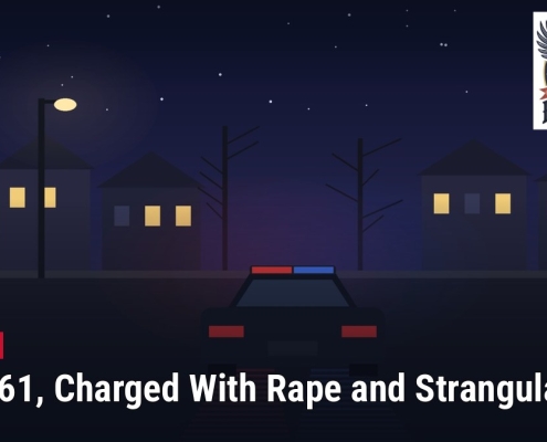 Fostoria News Nighttime scene with police car and houses, Toledo news headline about rape and strangulation.